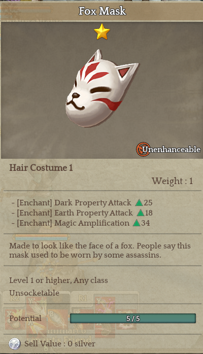 Tree of savior fox hot sale mask